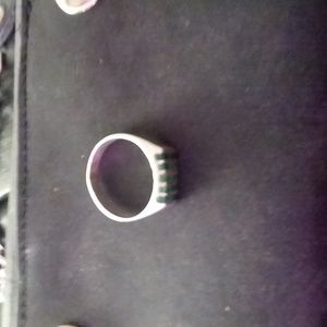 Green malachite sterling ring size 8